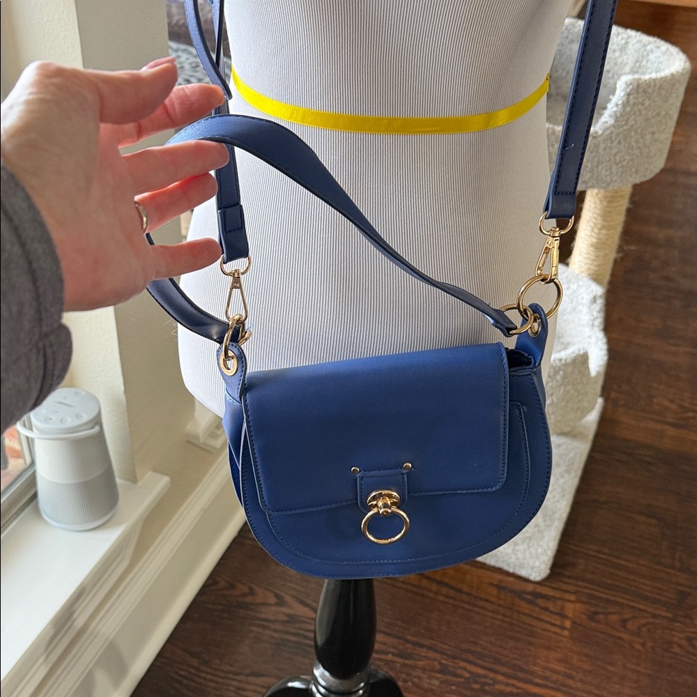 Blue Leather Crossbody Bag